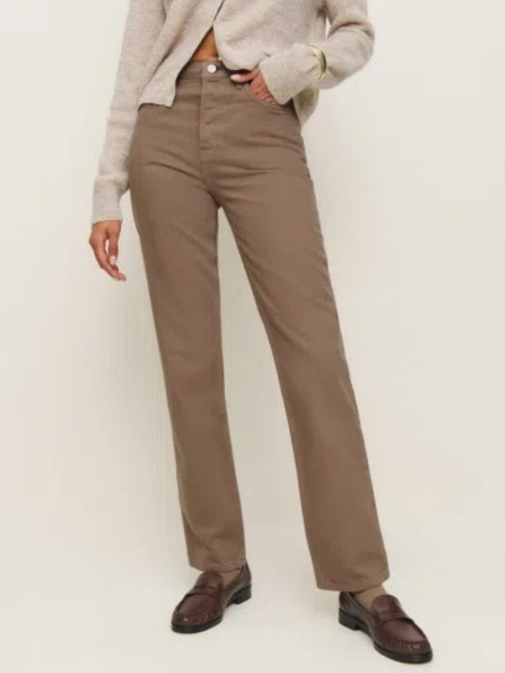 Reformation Cynthia High-Rise Straight Jeans in Light Brown size 26